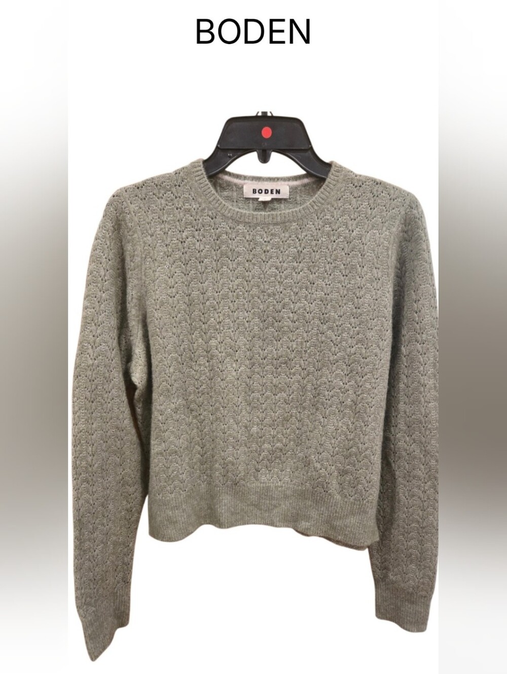 NWOT Boden Sage Green Wool Blend Crewneck Knit Sweater Sz M
